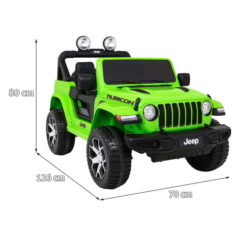 Jeep Wrangler Rubicon elektriskais divvietīgais automobilis, zaļš