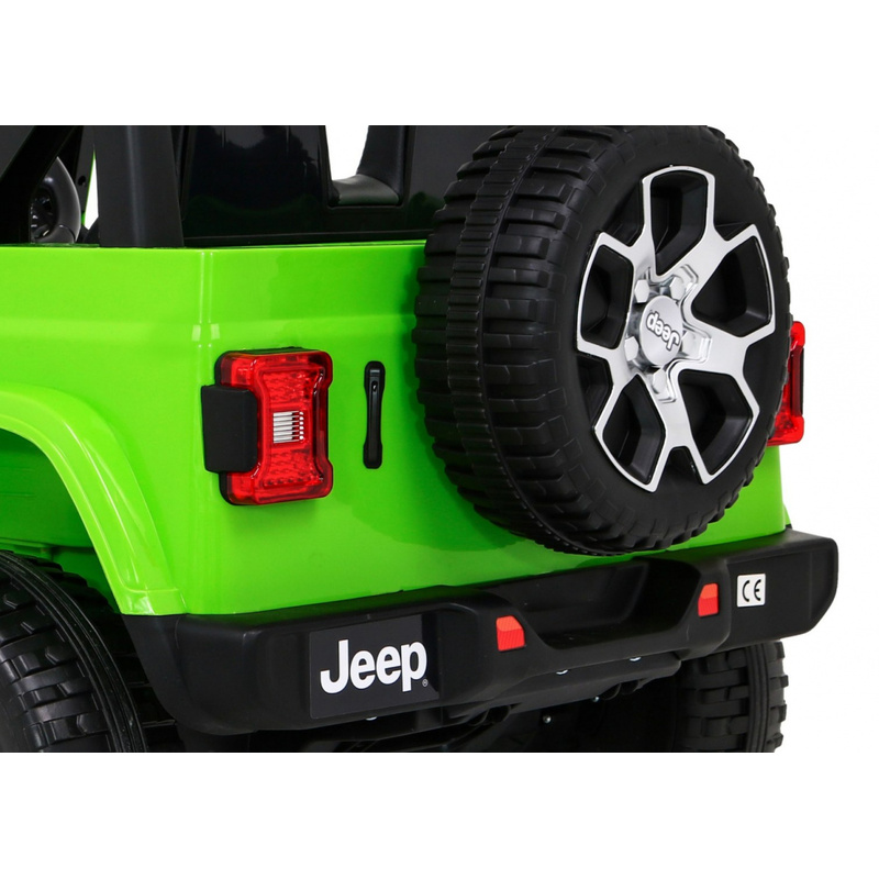 Jeep Wrangler Rubicon elektriskais divvietīgais automobilis, zaļš