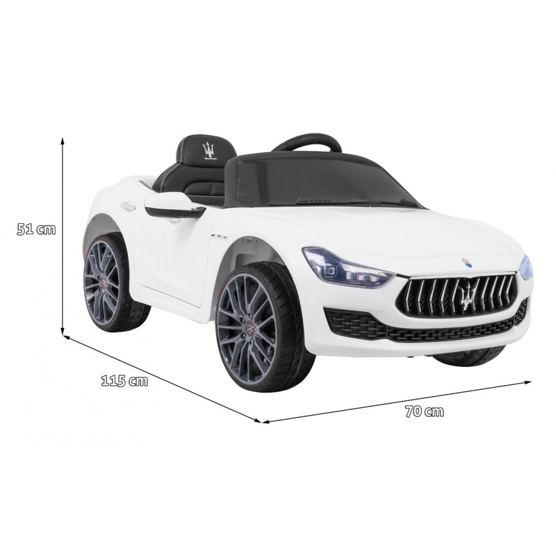 Maserati Ghibli vienvietīgs elektromobilis, balts