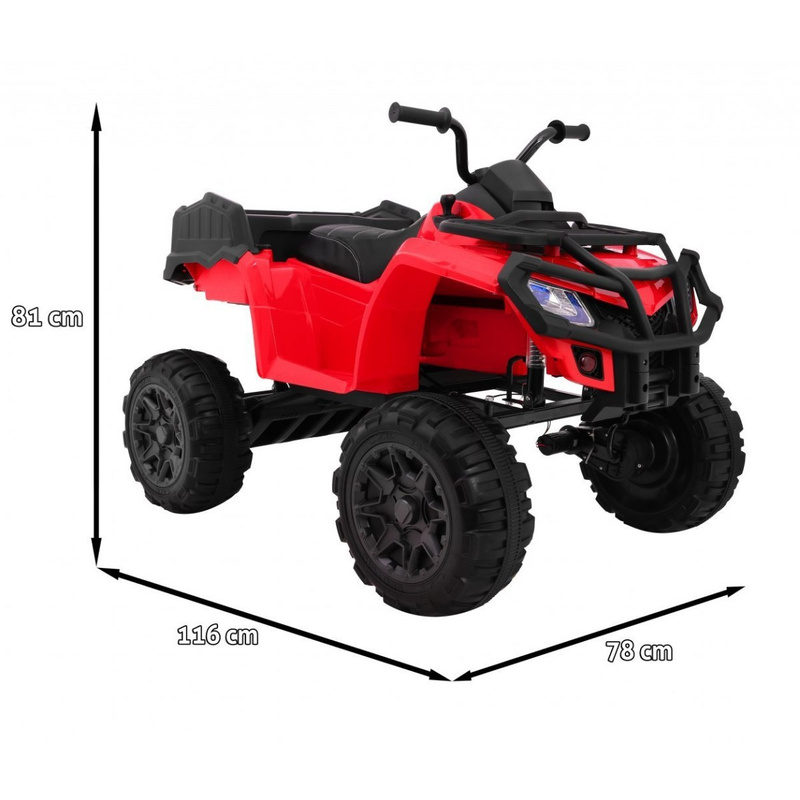 Quad XL ATV ar bagāžas plauktu, sarkans