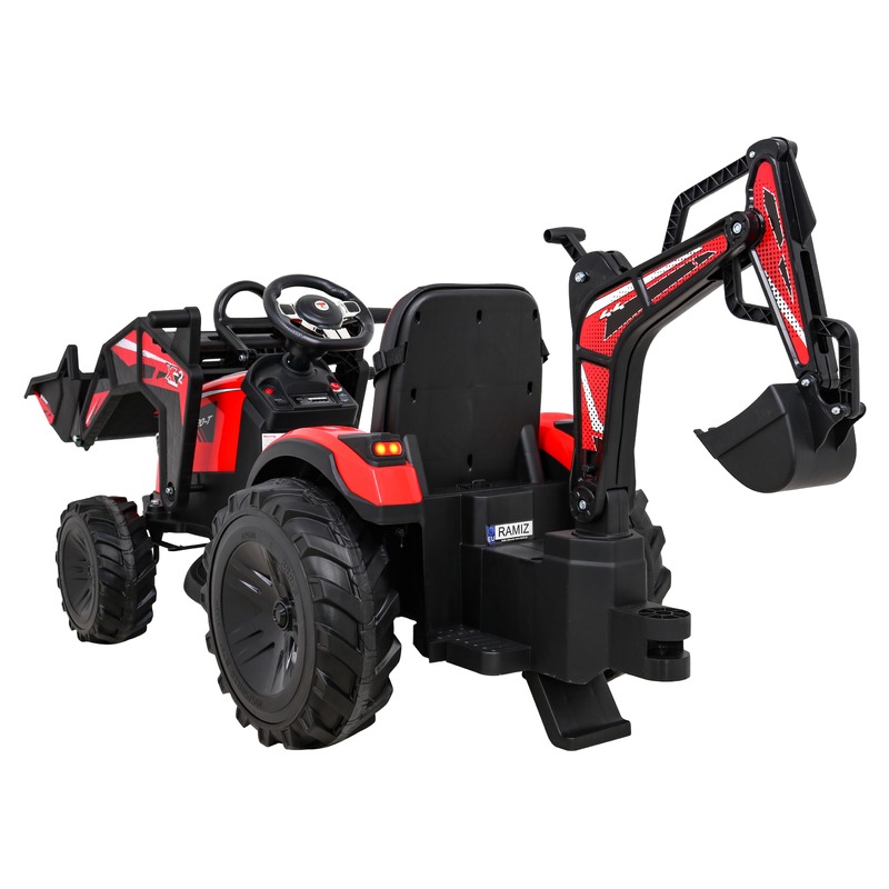 Elektriskais traktors 720-T ar piekabi un lāpstu, sarkans