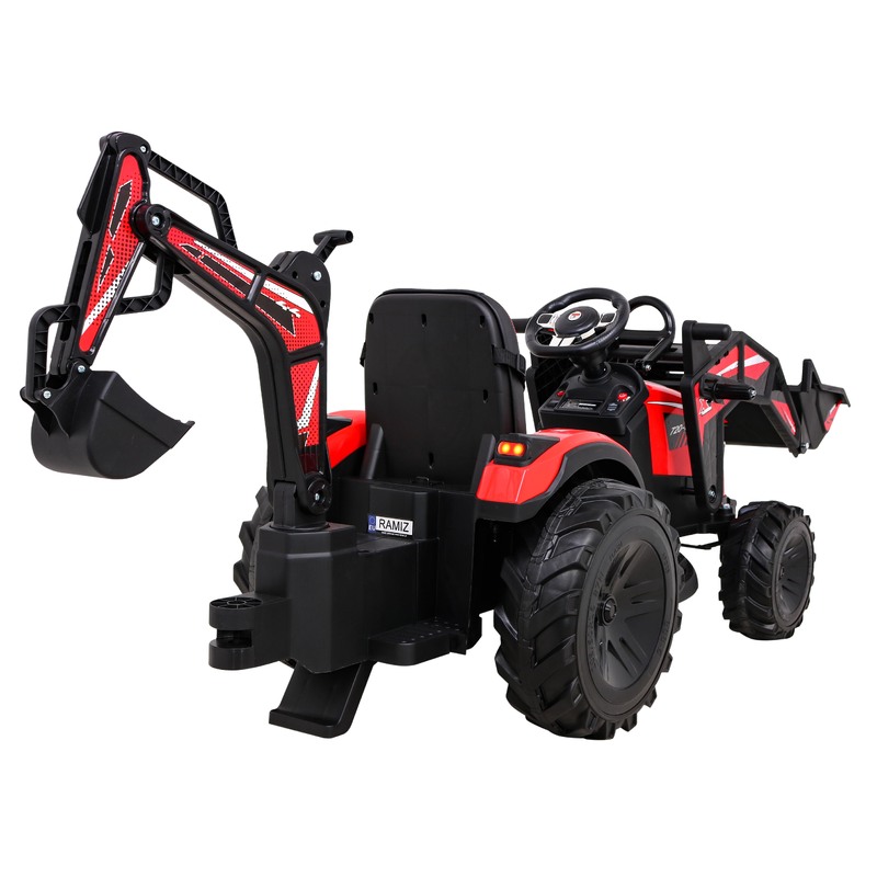 Elektriskais traktors 720-T ar piekabi un lāpstu, sarkans