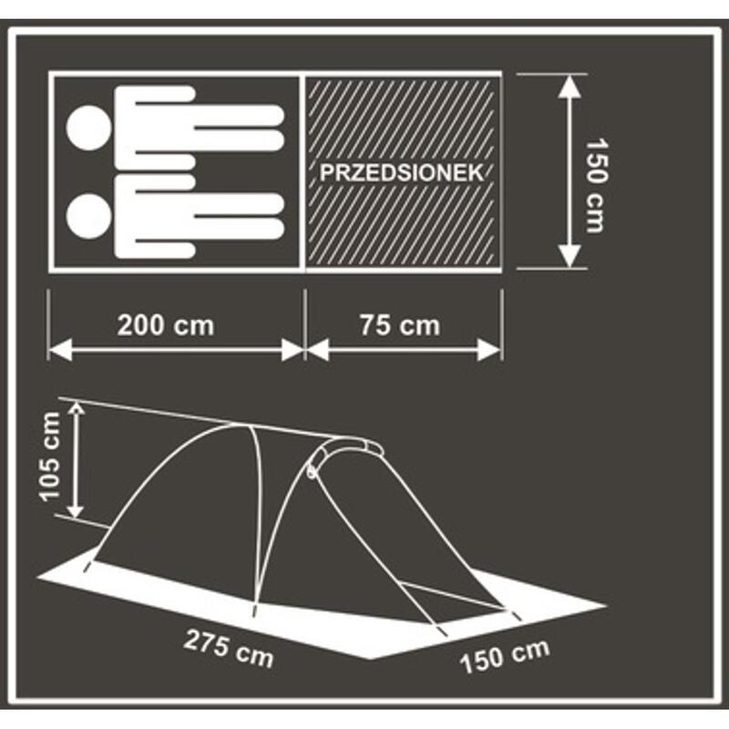 divvietīga telts 275x150x105 cm