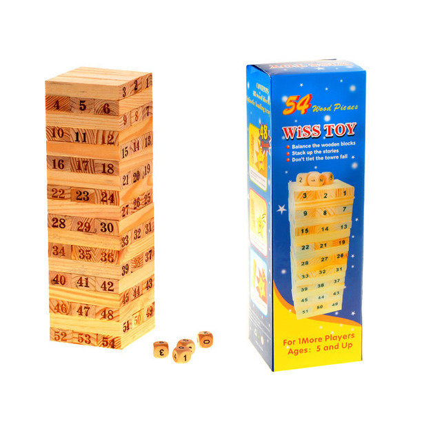 Koka puzles tornis - Jenga, 54 gabali