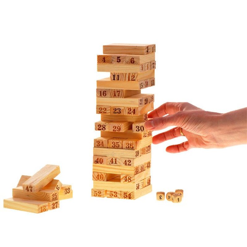 Koka puzles tornis - Jenga, 54 gabali