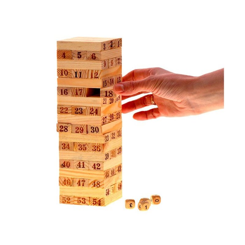 Koka puzles tornis - Jenga, 54 gabali