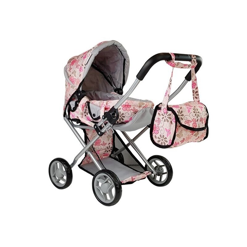 Leļļu ratiņi "Alice Doll Pram", puķaini