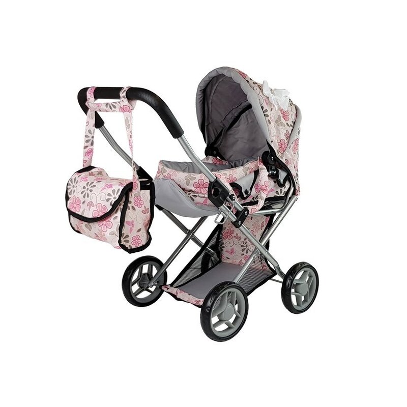 Leļļu ratiņi "Alice Doll Pram", puķaini