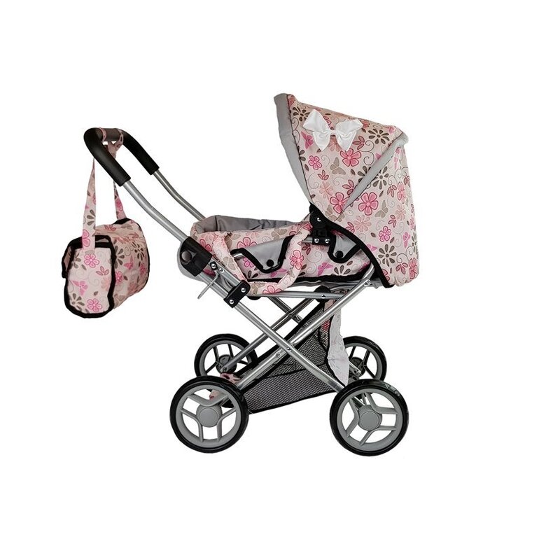 Leļļu ratiņi "Alice Doll Pram", puķaini