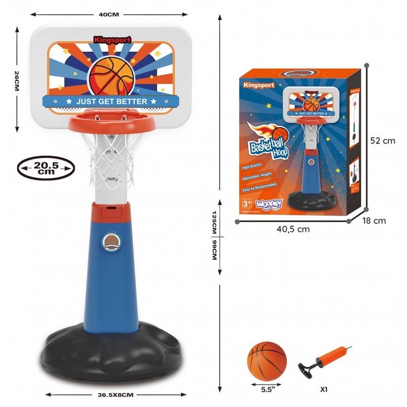 Woopie basketbola komplekts ar bumbu un pumpi