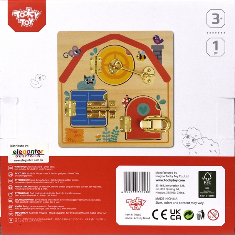 Tooky Toy koka izglītojošs galds - slēdzenes