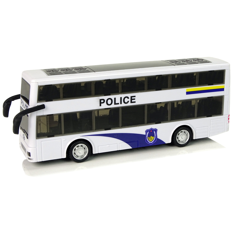 Divstāvu policijas autobuss, balts