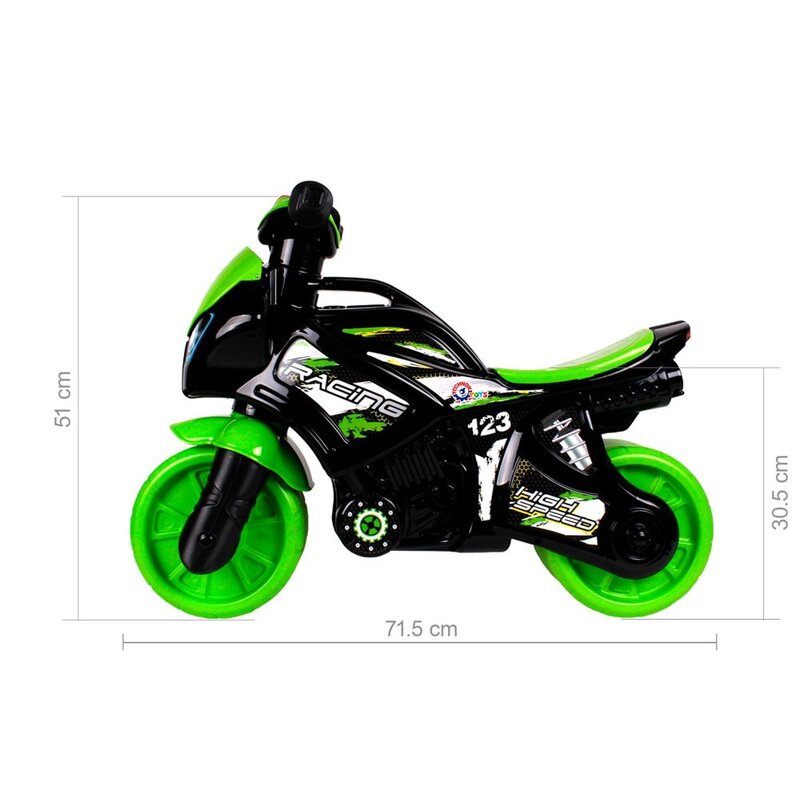 Līdzsvara motocikls, zaļš