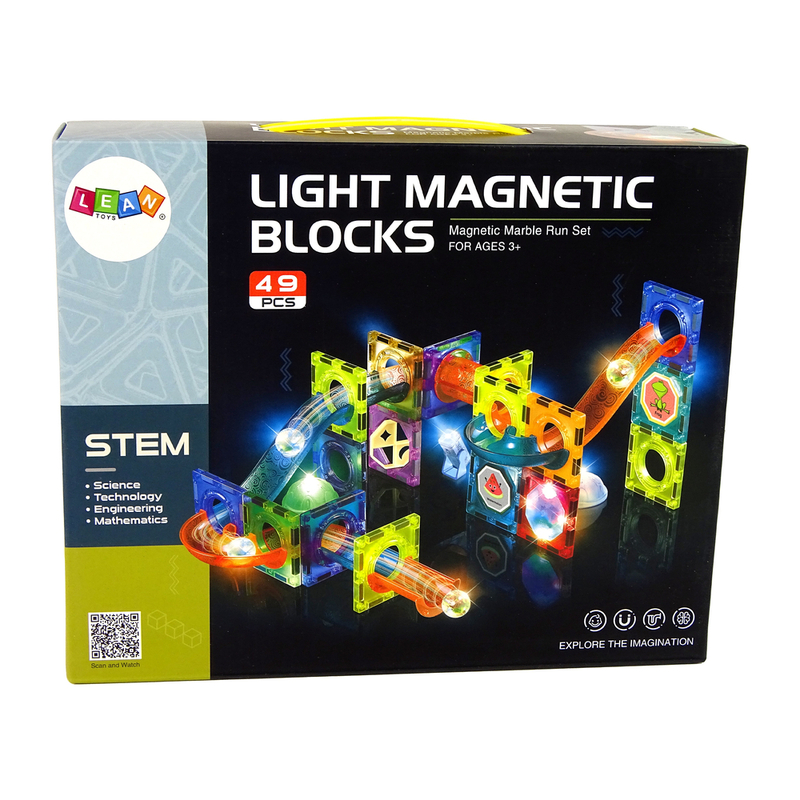 LIGHT MAGNETIC BLOCKS gaismas magnētisko klucīšu komplekts, 49 gab.