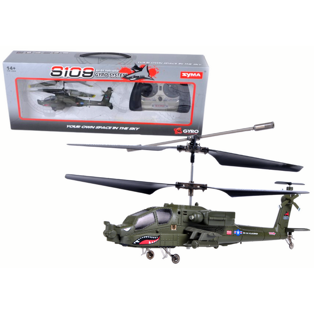 S109G SYMA tālvadības helikopters, zaļš