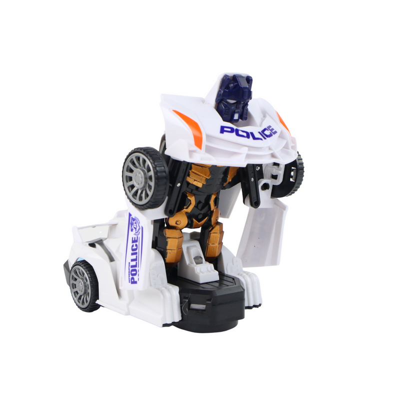 Policijas automašīna - robots 2in1, balta