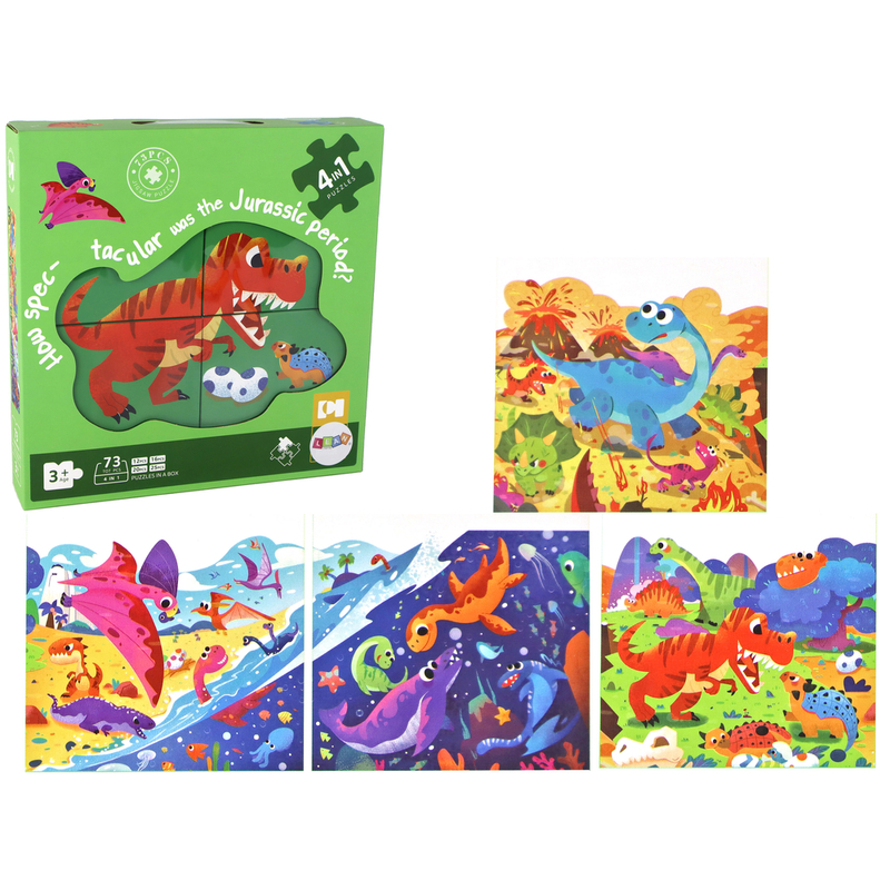 Puzzle 4in1 Dinozauri, 73 gabaliņi