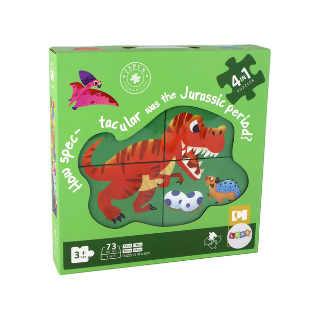 Puzzle 4in1 Dinozauri, 73 gabaliņi