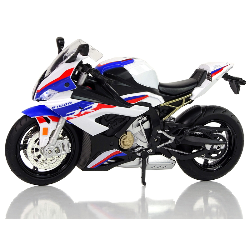 BMW S1000RR rotaļu motocikla modelis, balts