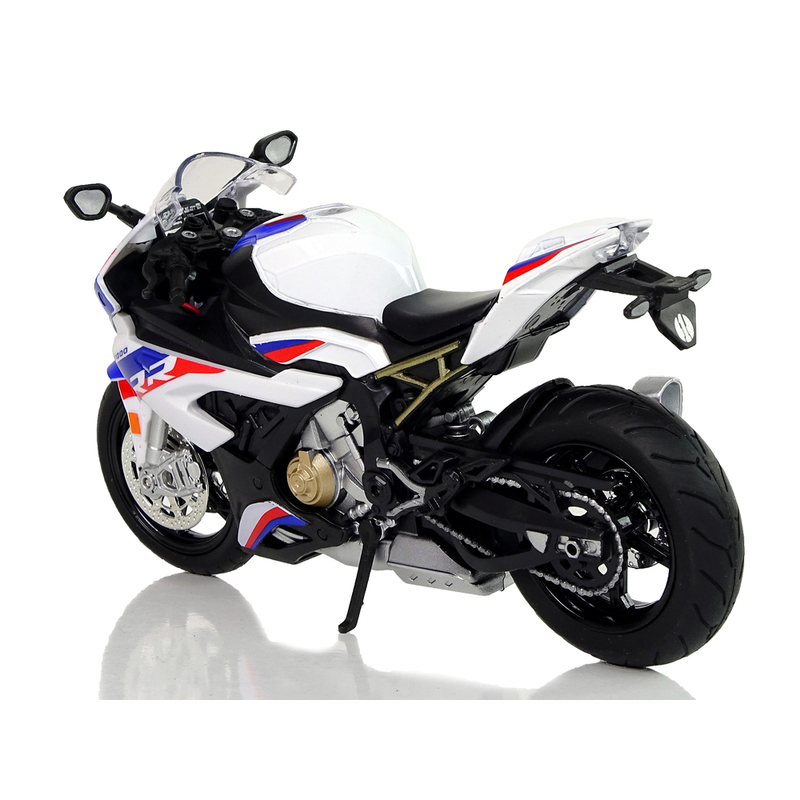 BMW S1000RR rotaļu motocikla modelis, balts